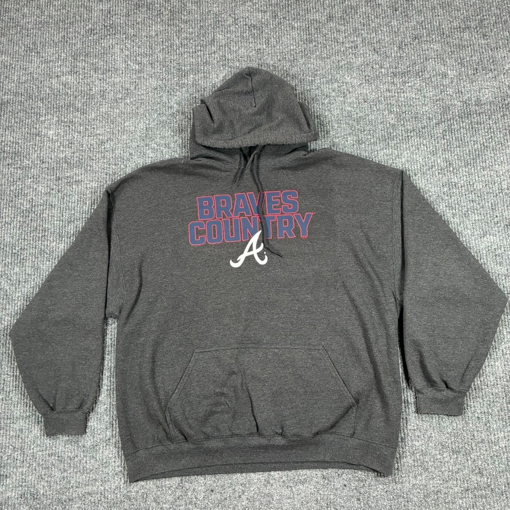 Atlanta Braves Country MLB Genuine Merchandise Mens 2XL Gray Hoodie Sweatshirt